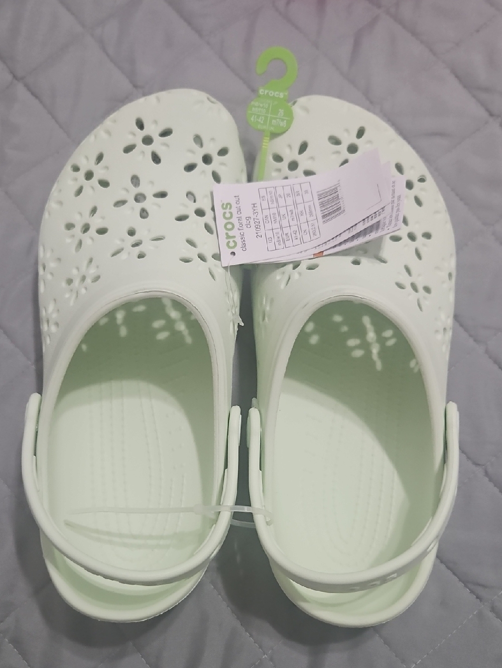 CROCS Mint Green Floral Cutout Clogs